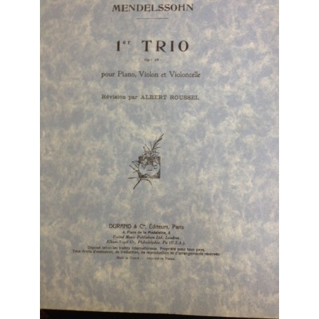 1er TRIO Op 49 pour Piano,Violon et Violoncelle de MENDELSSOHN