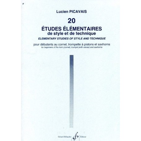 20 ETUDES  ELEMENTAIRES de style et de technique de Lucien PICAVAIS